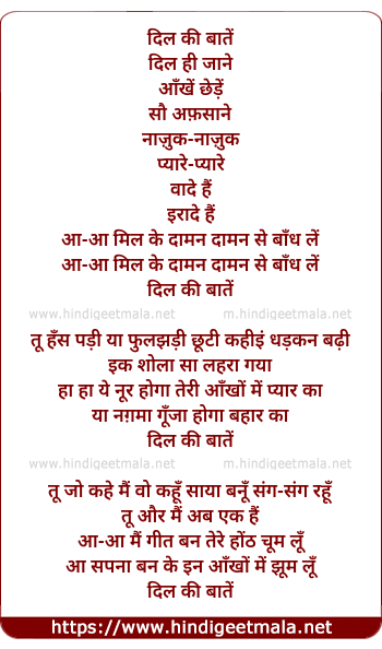 lyrics of song Dil Kee Bate Dil Hee Jane
