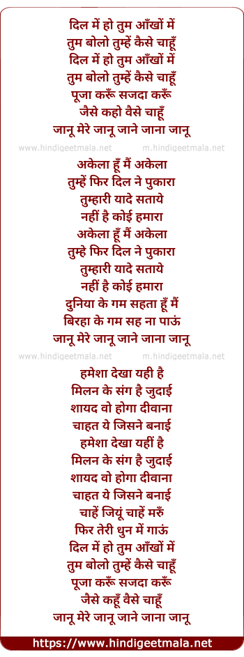 lyrics of song Jaanam Mere Jaanam