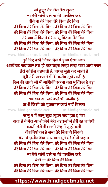 lyrics of song Na Meri Sansein Chale