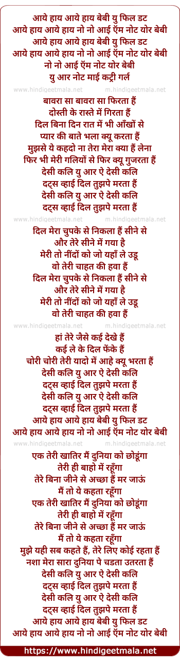 lyrics of song Baawra Sa Baawra Sa Phirta Hai