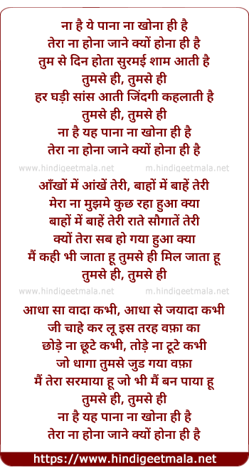 lyrics of song Tum Se Hi (Remix)