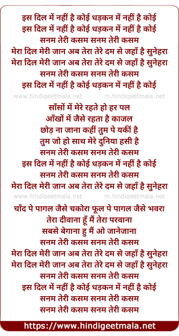 lyrics of song Is Dil Me Nahi Hai Koi Dhadkan Me Nahi Hai Koi