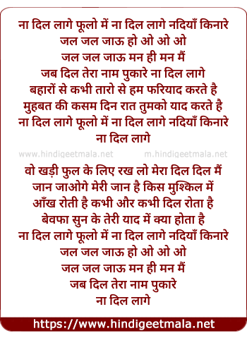 lyrics of song Na Dil Lage Phulo Me
