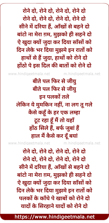 lyrics of song Ro Ne Do (Remix - The Scream Of Love)