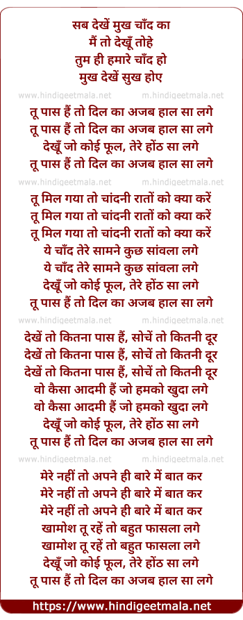 lyrics of song Tu Paas Hai